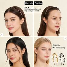 4-Piece Set Of Fashionable And Simple Plastic Tooth Comb Hair Ties With Multiple Styles To Choose From, Including Black And Amber. The Non-Slip Hair Accessory Hair Tie Is Suitable For Both Boys And Girls, Teenagers And Girls. It Is A Must-Have For Campus Life And Home Use. The Hairband Is Versatile And Fashionable For Couples. It Is Suitable For Daily Commuting, Leisure Gatherings, Beach Vacations, And Travel. It Is A Universal Beauty Accessory For Men And Women, Home, And Skincare Bathroom Use. The Hair Tie Is Non-Slip And Durable. It Is For Daily Wear And Suitable For Outdoor, Running, Yoga, Moisture-Absorbing, Elastic And Comfortable, Suitable For All Fitness Enthusiasts. Skincare And Bathroom Hair Ring. Hair Clip. Valentine's Day Date Gift. Student Back-To-School Gift. Four Seasons Universal. - 彩色 - 查看 5