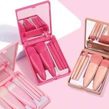 Mini Portable Folding Makeup Mirror With 5 Brushes – Ideal For Travel, Purse And Daily Use, Practical For Quick Touch-Ups Anywhere - Aleatório - 查看 2