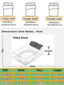 1pc Active Print Bed Skirt, Colorfast, Pilling Resistant, Skin-Friendly Soft, Double Ruffle Craftsmanship, Comfortable, Suitable For Home Bedroom, Student Dorm, Outdoor Travel - Multicolor - View 2