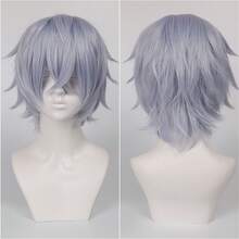 Karida 14-Inch Synthetic Fiber Cosplay Wig With Bangs, Layered Straight Hair, Unisex Cosplay Wig, High Density, Natural-Looking Cosplay Wig For Men And Women