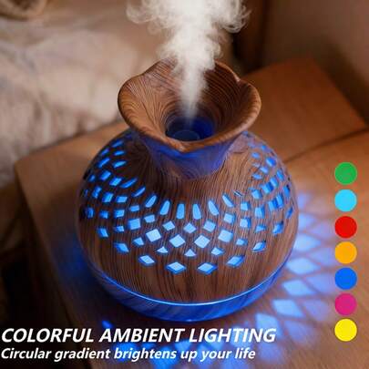 1pc Flower-Shaped Humidifier, USB Powered - 7-Color LED Night Light, Quiet & Compact Aroma Diffuser, Desk Decor For Bedroom & Living Room, Unique Holiday Gift