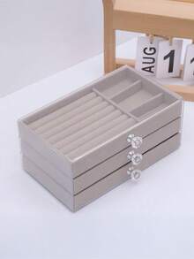 1个无窗首饰盒，时尚女孩及女士首饰收纳盒，多功能植绒首饰盒，柔软植绒设计防止刮伤，旅行及邮轮出行理想之选，大容量双层首饰盒，浴室收纳盒，储物盒，橱柜整理盒，生日礼物，情人节礼物，结婚礼物，母亲节礼物，返校礼物，复活节礼物，新年礼物 - 多色 - 查看 14