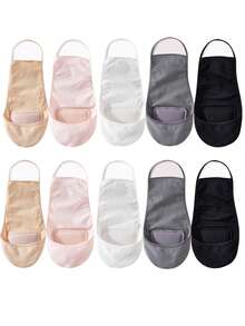 5 Pairs Women Invisible No-Show Socks, Non-Slip Thin Thick Cushion Liner Socks For High Heels & Flats, Breathable Summer - Multicolor - View 15