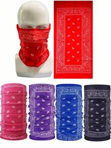 5pcs Crocodile Face Mask Outdoor Neck Gaiter Headband Bandana Buffs Multifunctional Headwear Sweatband, Large Handkerchief, Neck Tie, Headscarf, Balaclava Neck Warmer - Multicolor - View 9
