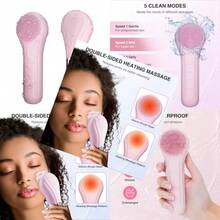 5 Modes Silicone Face Scrubber Waterproof Face Scrubber Exfoliator For Men And Women Rechargeable Electric Facial Cleansing Brush For Deep Cleansing Exfoliating Massage Pink - Hồng - Xem 1