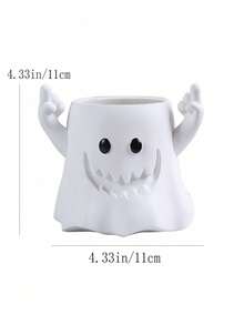 1个趣味幽灵笔筒，幽灵雕像造型，适用于办公桌收纳、学习用品收纳、化妆刷收纳，趣味桌面整理配件，办公用品礼品，办公配件 - 彩色 - 查看 3