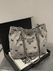 时尚大容量纯色毛绒单肩手提包，适合上学、旅行、购物、约会、作为女士礼物，灯芯绒手提包，时尚链条单肩包，大容量毛绒手提包，背包，便携，大容量，轻便，适合青少年女孩、女性、大学生、中小学生、户外活动、旅行、徒步、工作、商务、通勤。 - 灰色 - 查看 11