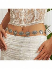 1 chiếc dây chuyền thắt lưng kim loại hình trái tim chạm khắc cổ điển thanh lịch dành cho mùa hè, mùa thu, mùa đông, Halloween - 11 dây chuyền thắt lưng tình yêu - Xem 35