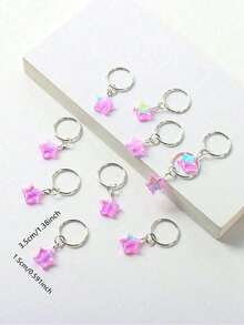 10pcs Transparent Star, Crescent Moon & Tassel Decor Set, Bohemian Cute Hip Hop Hair Clips, Headband, Braid Rings For Eid Mubarak, Party