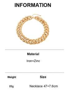 1pc Women's Chunky Chain Necklace, Exaggerated Punk Metal Style Short Choker Necklace, Suitable For Daily Wear - Yellow Gold - View 8