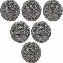6pcs Stainless Steel Scouring Pads, Kitchen & Bathroom Cleaning Scrubber Pads, Suitable For Pots, Pans, Grills, Removes Grease And Stains Without Damaging Surfaces - Silver - View 6
