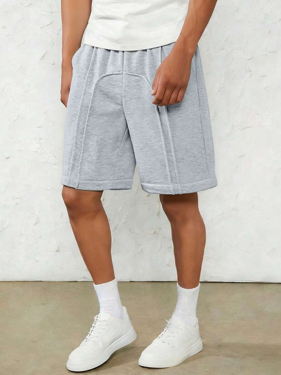 1 chiếc quần short dài đến đầu gối kiểu dáng tối giản, thời trang mùa hè, năng động, thích hợp cho hoạt động ngoài trời, phong cách học viện, đa năng. - Màu Xám nhạt - Xem 1