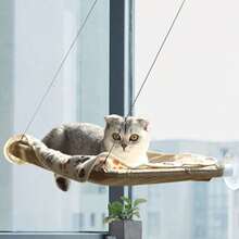 1 pieza Hamaca plegable para mascotas, cama para gato portátil con ventosa, hamaca colgante para balcón, alféizar de ventana, tomar el sol en todas las estaciones, accesorio esencial para propietarios de gatos - 13,78 * 21,65 pulgadas - Ver 7