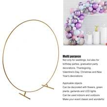 Arco circular para bodas, arco de soporte para bodas, arco de soporte de flores con globos redondos de hierro forjado, decoración de arco de cumpleaños para bodas. - Blanco - Ver 8