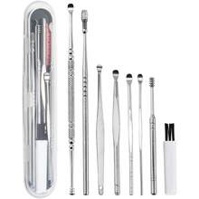 8 Pcs Ear Pick Earwax Removal Kit 316L Stainless Steel Silvery Double Headed Ear Cleansing Tool Set Ear Curette Ear Wax Remover Tool With A Cleaning Brush And A Storage Box - As Pic - View 3