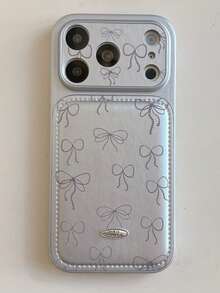 简约银色领结手机壳，兼容 17、17 Pro Max、新款16；防摔保护壳，兼容 15；硅胶材质，全包式摄像头按键保护壳，专为女性打造的高端质感。 - 銀色 - 查看 6