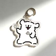 卡通线条小狗钥匙扣，亚克力学生挂件，可爱有趣的ins风背包挂饰，PVC钥匙圈收藏玩具，小礼物，包包配件 - 彩色 - 查看 7