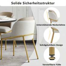 6 St Moderner Stuhl Mit Schrägstuhlbein Und Verstellbare Füße , Ideal Für Zuhause, Offene Bürofläche, Esszimmer (Beige) - Beige - View 5
