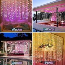 300LED Solar Curtain Lights Waterproof, 10Ft X 10Ft Twinkle Curtain String Fairy Light With Remote Control, 8 Modes, Warm White Solar Hanging Waterfall Lights For Outdoor Backdrop Gazebo Wall Xmas - 彩色 - 查看 3