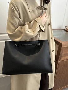 时尚大容量手提包，个性简约单肩包，链条腋下包 - 彩色 - 查看 7