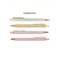 4pcs Shiny Metallic Retractable Cute Glitter Ballpoint Pens, Suitable For Personal Use Or As Gifts