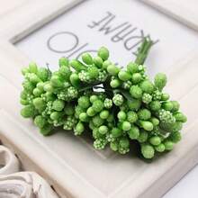 12pcs Artificial Small Berries & Flower Heads, DIY Bouquet Supplies, Decorative Handmade Items, Fake Flowers With Leaves, Holiday Party Tabletop Decor, Wedding Decoration, Centerpiece, Indoor/Outdoor Garden Decor - Multicolor - View 9