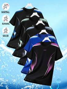 女士夏季健身运动短袖T恤，透气宽松设计，专为跑步和高强度训练而设计 - 紫色 - 查看 1