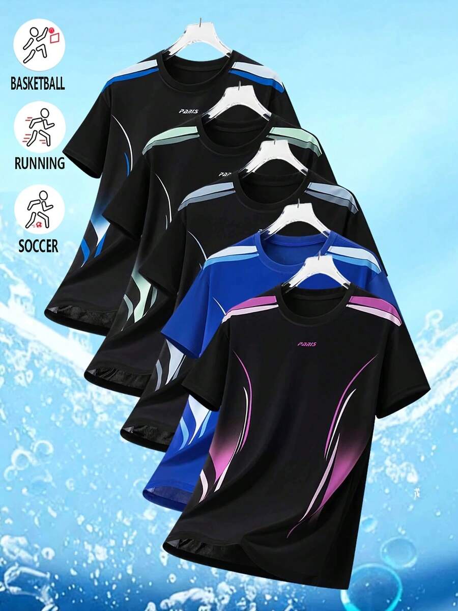 女士夏季健身运动短袖T恤，透气宽松设计，专为跑步和高强度训练而设计 - 紫色 - 查看 1