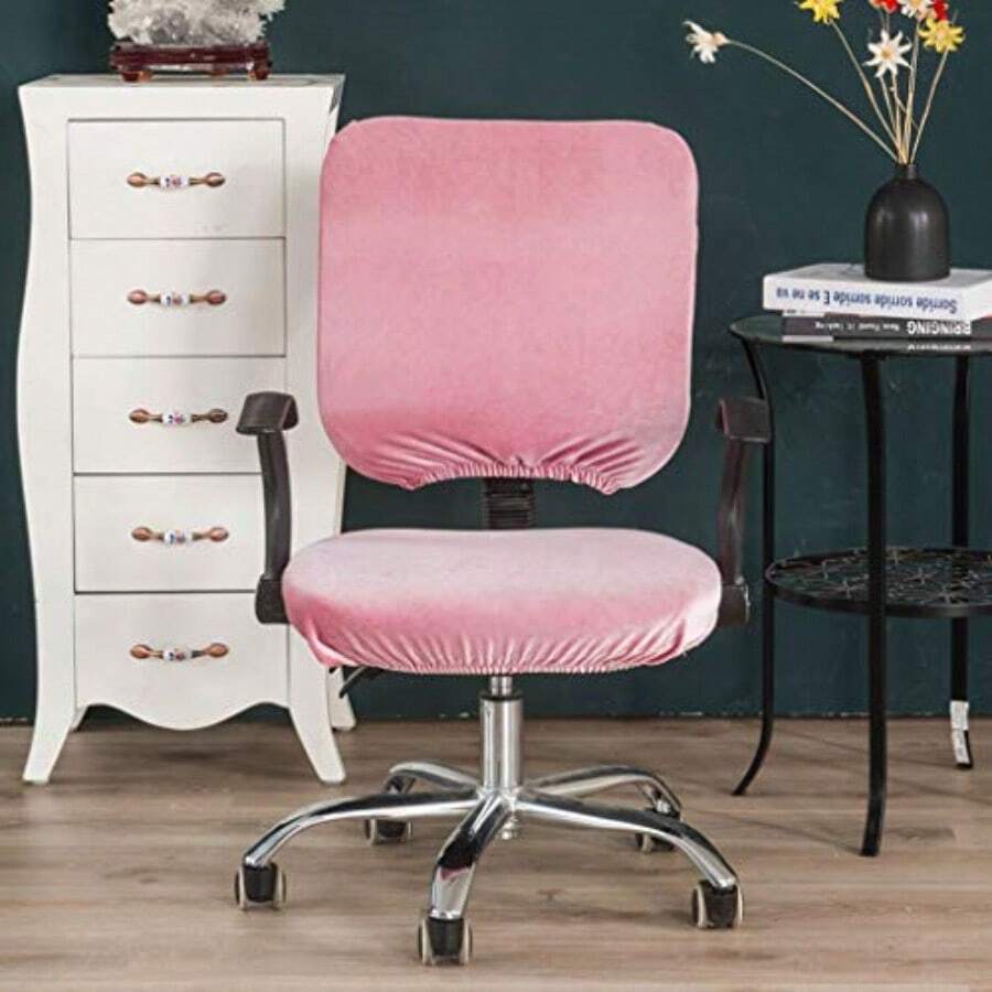 1 de funda giratoria para asiento/respaldo giratorio de Color sólido a sala de oficina computadora escritorio silla fund Rosado - Rosado - Ver 1