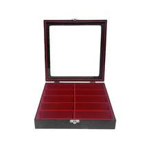 Estojo Porta Óculos 10 Casulos Preto Com Interno Aveludado Caixa Organizador Maleta para Óculos - Vermelho - Visão 12