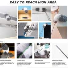 2/4pcs/Set, Microfiber Dusters With Extension Pole, Retractable Dust Removal Brush, Bendable Head Microfiber Dusting Brush, Reusable Washable Ceiling Fan Duster For High Ceilings, Furniture, Car, Cleaning Supplies, Cleaning Tools - Grey - View 5