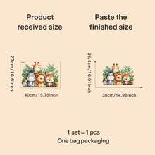 Cartoon Donkey, Giraffe, Lion And Deer Forest Animals Playing Wall Stickers Self-Adhesive Living Room Sofa Bedroom Background Wall Stickers - Multicolor - View 3