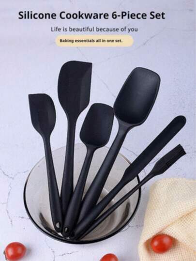6-Piece Silicone Baking Tool Set - Heat-Resistant And Dishwasher - Includes Long-Handled Spatula, Regular Spatula, Scraper, Brush And Honey Spatula - Perfect For Thanksgiving, Easter, Halloween, Christmas And All Occasions - Ideal Gift For Baking Enthusiasts And Home Cooks, Essential Kitchen Baking Tools, Baking Set