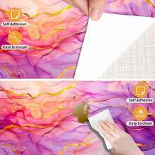 Pink Purple Gold Vein Textured Peel And Stick Wallpaper - Self-Adhesive Decorative Contact Paper For Home Decor - YBX98953 A - 查看 5
