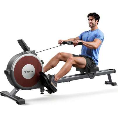 MERACH Rowing Machine For Home Gym, Magnetic Rower With 16 Levels Of Quiet Resistance, Dual Slide Rails, 158 Kg Weight Capacity, App Compatible