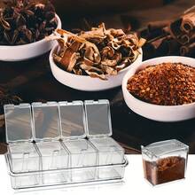 4pcs Transparent Spice Storage Containers Set With Spoons, Crystal Spice Rack For Pepper And Other Seasonings - View 3