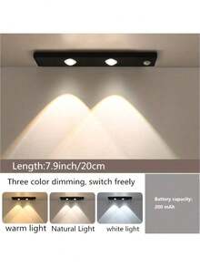 现代LED人体感应灯带,无线可充电磁吸式灯条,适用于鞋柜、展示柜、衣柜、智能柜 - 山景效果,无需布线,安装简便,USB供电,塑料材质,莫尔条纹图案 - 貓眼感應燈 - 查看 17