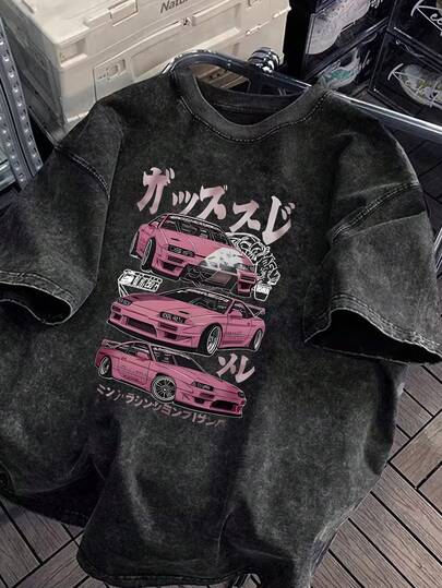 复古美式街头风水洗女式休闲宽松短袖T恤，百搭夏季T恤