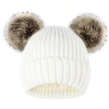 1 pièce Bonnet tricoté à revers avec pompons multicolores pour femmes, super doux, coupe-vent et thermique. Parfait pour l'automne, l'hiver, les activités de plein air et le port quotidien, l'été, la plage - noir + boule noire - Voir 8