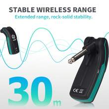 LMBGM 无线一对一/一对二吉他发射器/接收器，即插即用 USB-C 充电，适用于电吉他、贝斯、鼓、键盘、音频传输 - 黑色 - 查看 4