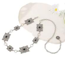 Vintage Metal Carved Butterfly Decor Waist Chain, Unique High-End Versatile Chain, Bowknot Boho Zinc Alloy Retro Punk Hollow Flower Waist Chain, Suitable For Spring, Summer, Autumn And Winter - Silver - View 1
