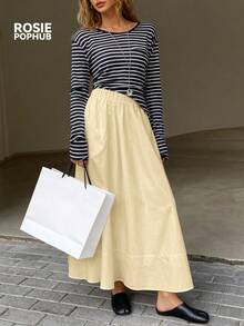 Đầm maxi nữ màu vàng nhạt ROSIE POPHUB, kiểu dáng thanh lịch, phù hợp cho dịp năm mới, Lễ tình nhân, đi chơi, mùa xuân, hè, thu, đông. Hàng mới về. - Vàng nhạt - Xem 6