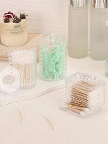 1/3 包装棉签收纳盒、化妆棉分配器、储物盒、化妆棉签架、牙线收纳盒，适用于浴室和梳妆台。 - 彩色 - 查看 3