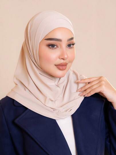1顶头巾帽，女士中东/阿拉伯/迪拜/土耳其穆斯林纯色经典简约时尚休闲优雅端庄莫代尔丝绸混纺柔软透气舒适长帽檐二合一头巾帽，适合日常生活、节日、聚会、礼拜等场合。