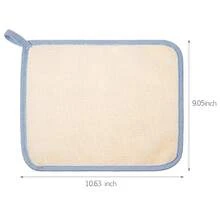 5 Pcs Exfoliating Face And Body Wash Cloths Towel Weave Bath Exfoliating Scrub Massage Bath Cloth For Women And Men, 10.63 X 9.05 Inch(Beige Edge) - 藍邊 - 查看 2