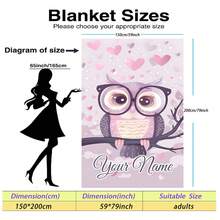 Pătură de flanel personalizabilă cu model bufniță roz - Un design simplu, unic și modern, cadou ideal de Ziua Îndrăgostiților pentru prieteni și iubiți - Moale, ușoară și caldă, potrivită pentru toate anotimpurile - Poate fi folosită pe pat, canapea, birou, camping în aer liber și călătorii - Pătură multifuncțională, pătură decorativă - Multicolor - Vizualizare 14