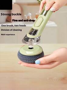 符合人体工学的洗碗刷，带皂液器 - 加长手柄，可更换刷头，轻松清洁锅碗瓢盆和水槽 - 厨房必备工具 - 彩色 - 查看 5