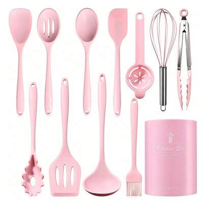 12pcs/15pcs/32pcs Silicone Cooking Utensil Set - Heat Resistant Kitchen Tools, Spatula, Tongs, Ladle, Brush, Whisk, Kitchen Gadget Set For Non-Stick Pots And Pans, Dishwasher , Great Gift
