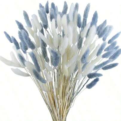 60/120/180/240pcs Natural Dried Flowers Decor, Natural Dried Rabbit Tail Grass, Dried Tail Grass, Suitable For Home Decor, Wedding Decor, Party Decor, DIY Crafts, Photography Props, Theme Decor, 17.7 Inches (White)