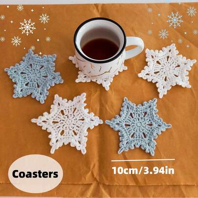 1 Set,Crochet Finished Star Coaster For Coffee Tea Drinks Beer – Durable Table Mat For Home Kitchen Bar Decor Table Protection